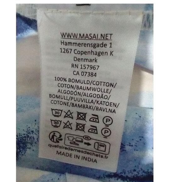 Masai Copenhagen Gilze Tunic Blouse Powder Blue V-Neck Size Medium Watercolor - Picture 7 of 8